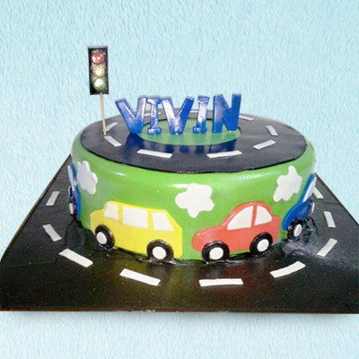 "Designer Traffic Themed Cake CBS20 -3kgs (Bangalore Exclusives) - Click here to View more details about this Product